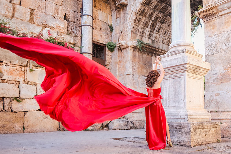 Üç Kapılar Flying Dress Photoshoot in Antalya