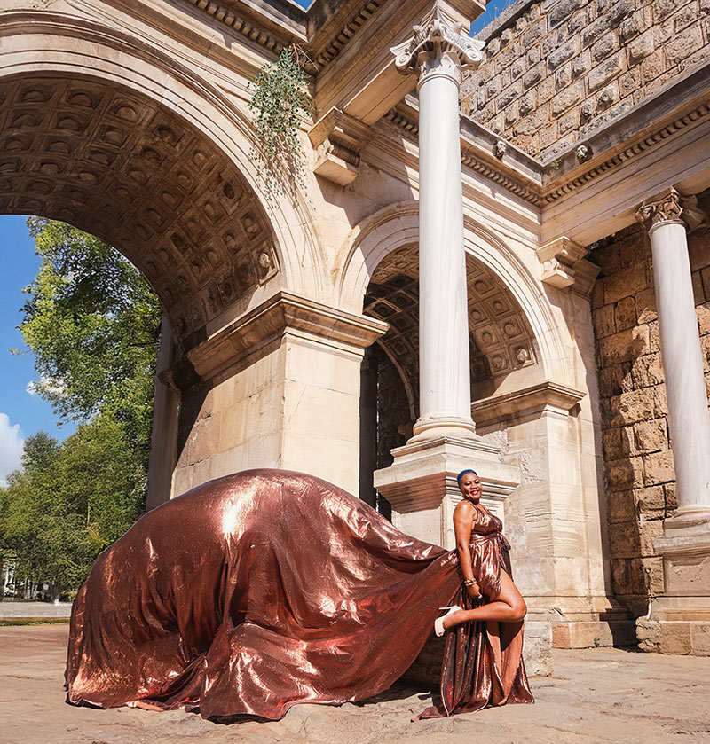 Brown Flying Dress Photo Session in Antalya