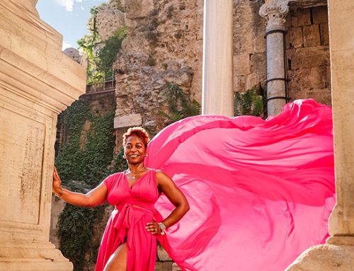 Pink Flying Dress Photo Session in Antalya Old City